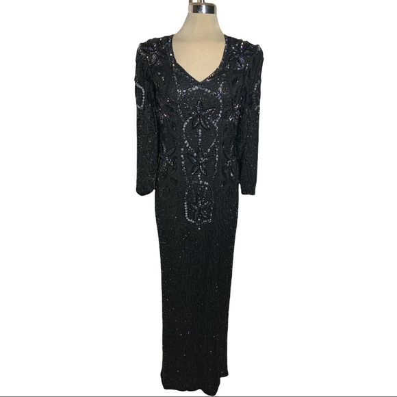 Vintage Luxury Backless Evening Gown Embellished Beading Size M - Picture 13 of 14